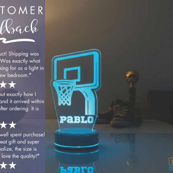 Personalized Basketball Night Light – Custom LED Lamp for Fans - Picture 7 of 8